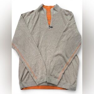 Tommy Bahama Quarter Zip Pullover Gray Orange Men’s XL